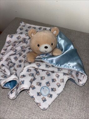 Little Me Plush Bear Lovey with Blue Satin Lining